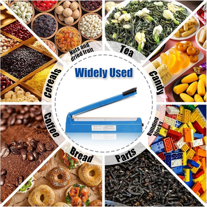 Piwerod 16 Inch Impulse Heat Sealer Machine for Plastic Bags PE PP Bags and Kraft Paper Bag, Cookie Bag Sealer, Manual Poly Bag Hot Seal Sealing Machine with Extra Replace Element Grip - Image 2